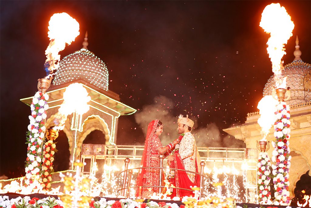Luxury wedding venues in Hyderabad at Ramoji Film City with royal decor and grand celebrations.